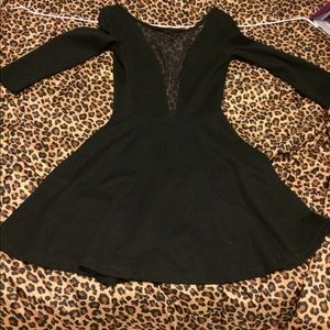 American Apparel Black V mesh skater dress.
