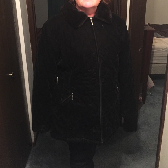 Quilted Black velvet winter coat