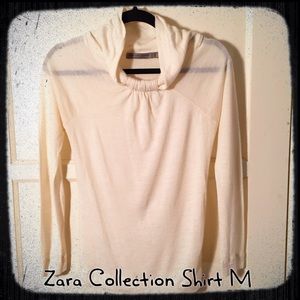 Zara collection sheer cream mock turtleneck size S