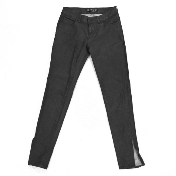 Black Coated Zara Jeans with Ankle Zip
