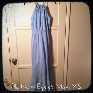Old Navy Sky Blur Eyelet Halter Maxi Dress Size XS