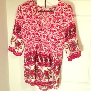 Red patterned romper