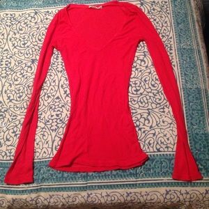 Long sleeve red waffle shirt