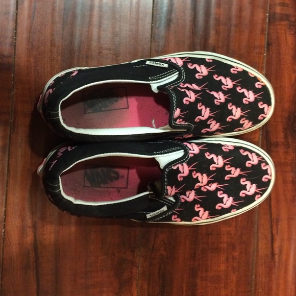 Pink Flamingo slip on vans