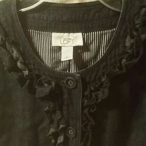 Ann Taylor LOFT denim ruffle shirt or jacket sz 6