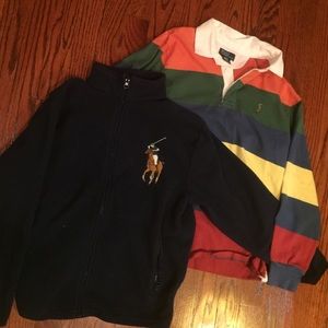 Ralph Lauren Polo boys size M 12/14 fleece, polo