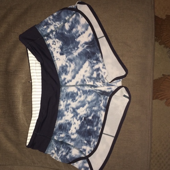Blue tie dye running shorts