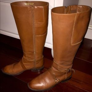 Nine West Cognac Leather Knee High Boots