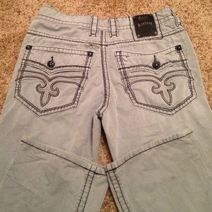 Men Gray/black rock revival jeans