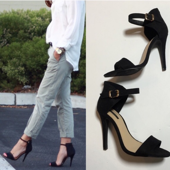 Forever 21 Shoes - black heels with ankle strap size 7.5