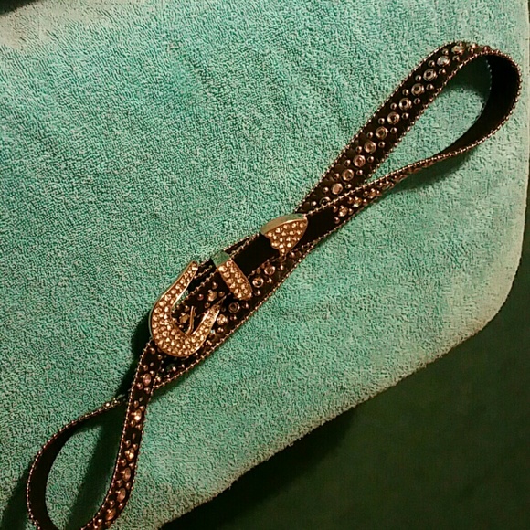 Nocona rhinestone studded Hair on Hide Belt, Black