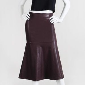 OLIVACEOUS VEGAN LEATHER MERMAID SKIRT WINE COLOR