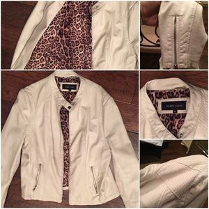 Cream faux leather jacket. Gorgeous!!