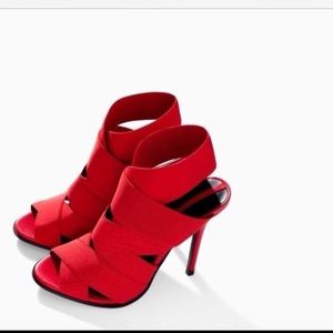Zara Heel multiple straps in red hot orange