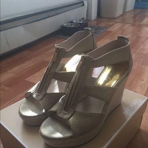 Michael Kors Gold Damita Wedge Sandal