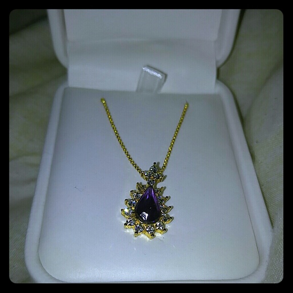 Amethyst and gold plated costume necklace