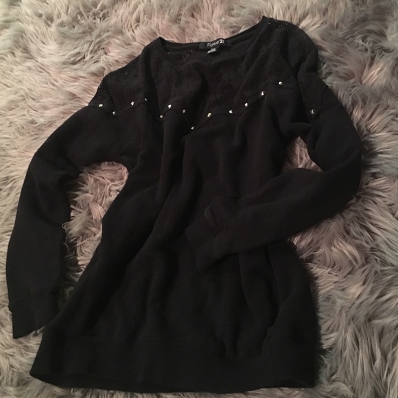 Black lace and stud sweater.