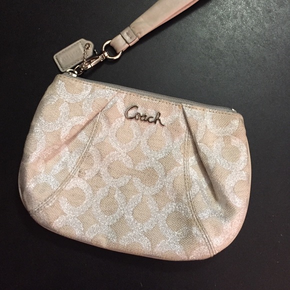 Silver coach wristlet