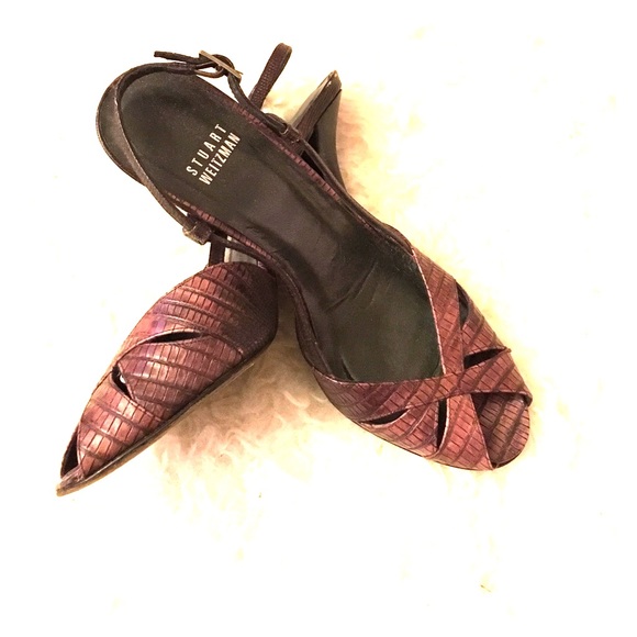 Stuart Weitzman snake skin sling backs