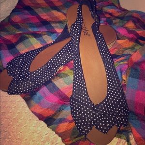 Nicole black & white polka dot peep toe flats 8.5