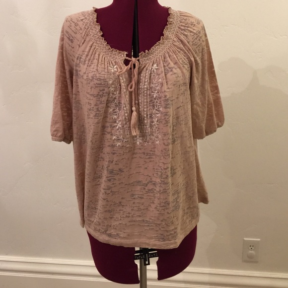 French Laundry Tops - French Laundry Beige Burnout Top