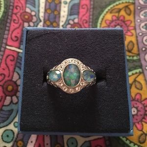 Opal and silver ring