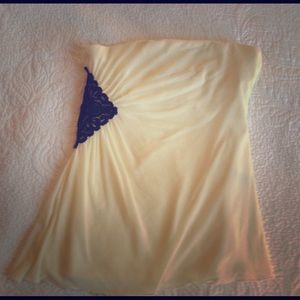 Off white strapless top with black beading