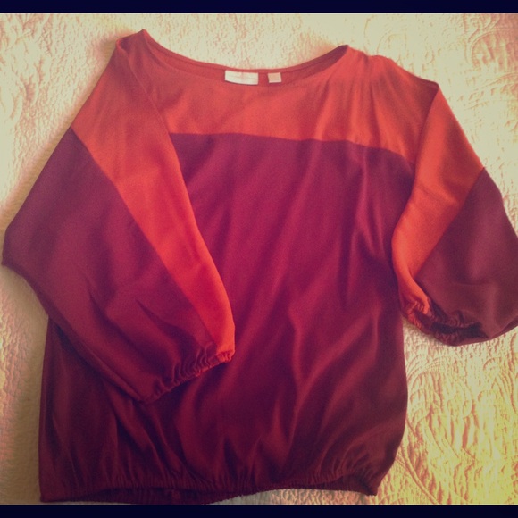 Maroon and orange silk top