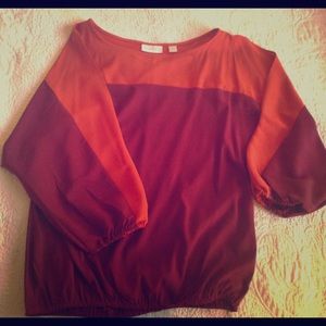 Maroon and orange silk top