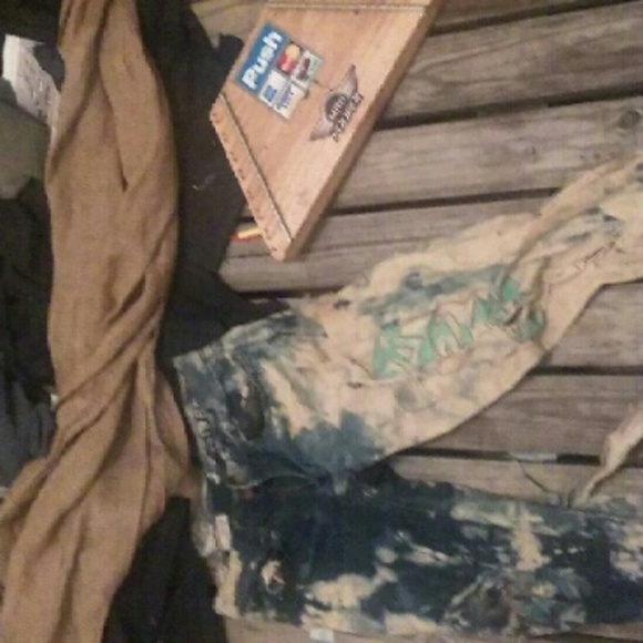 Grunge bleached jeans.