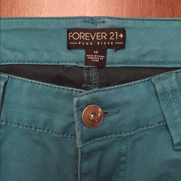 Forever 21 plus teal skinny pants SZ 14 - Picture 2 of 3