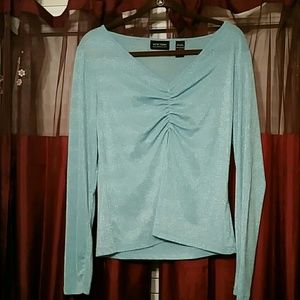 NY&C Metallic Shimmer Turquoise long sleeve top