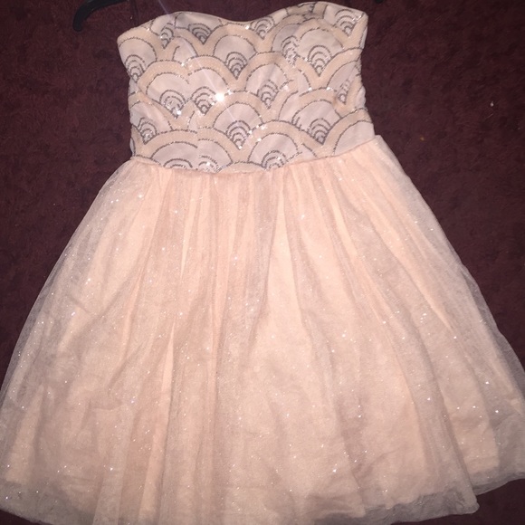 A beautiful strapless prom or graduation dress