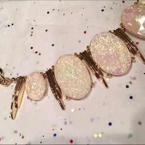 Statement Necklace Opal & Gold Inspired