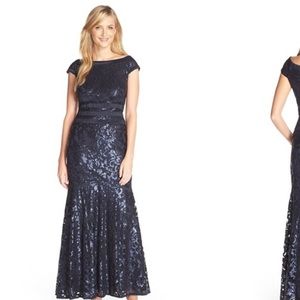Tadashi Shoji Sequin Gown Navy Size 14