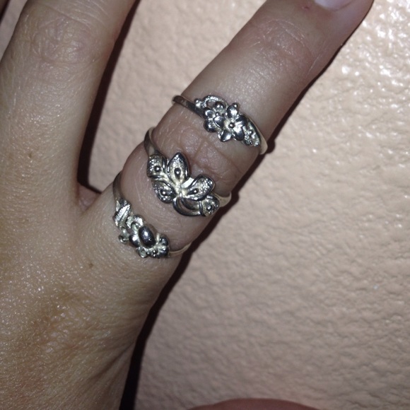 💎Sterling Silver ring bundle mk.7 925. All floral