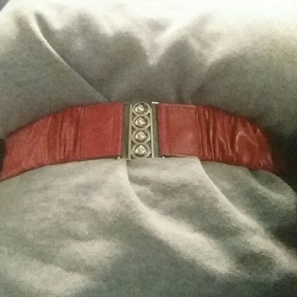 Red stretchy belt with rhinestones