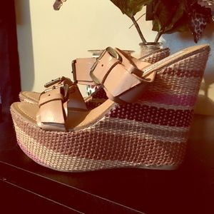 Nude colorful wedges 9.5