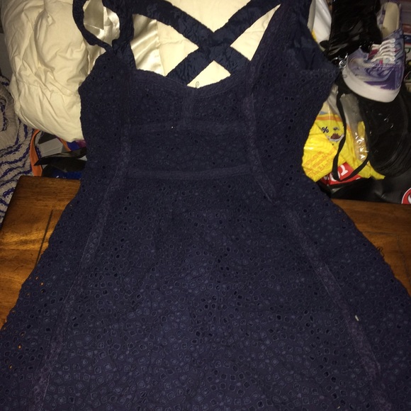Dark blue eyelet dress