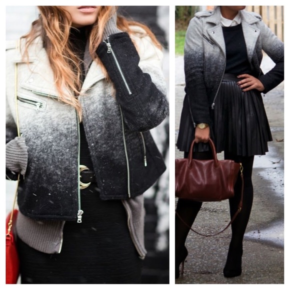 ✨SOLD✨new | Gap Charcoal Wool Ombre Moto Jacket S - Picture 2 of 4