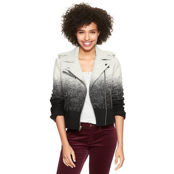 ✨SOLD✨new | Gap Charcoal Wool Ombre Moto Jacket S - Picture 3 of 4