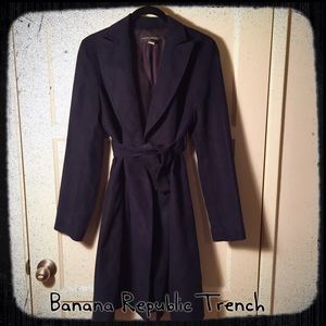 Banana Republic Ultra Suede-like Navy Trench Coat