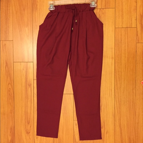 Straight fit pleated elastic soft pants