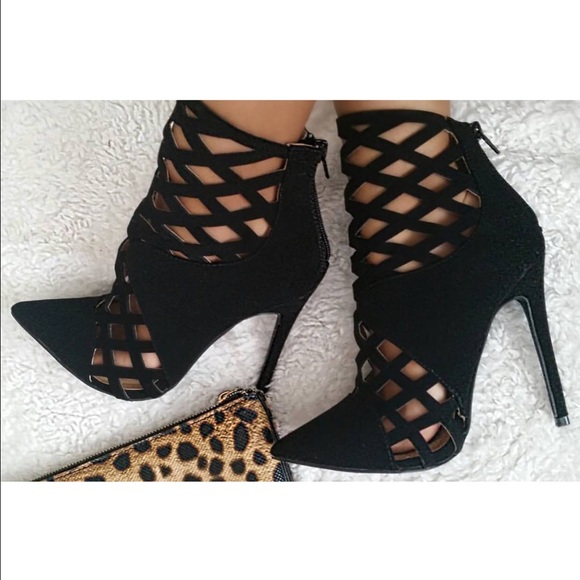 Black Caged Booties - Picture 3 of 4