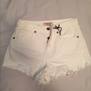 Guess white high wait cut off shorts