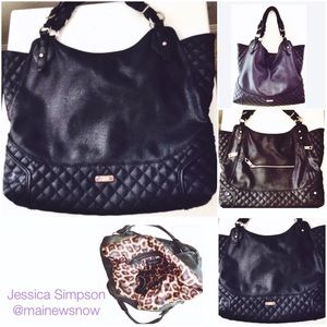 Jessica Simpson: Black, Leather, Tote, Bag, Purse