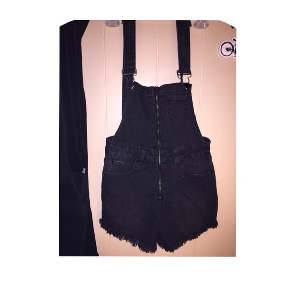 Black overall shorts