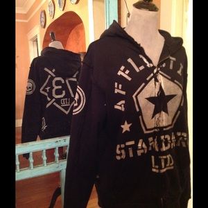 Affliction oversized hoodie zip sweatshirt