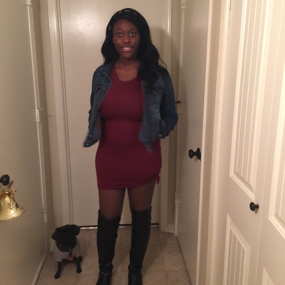 Burgundy Tie Knot Dress Size Large - Picture 3 of 4