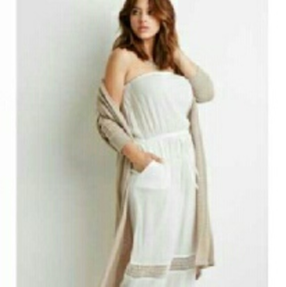 Forever 21 Plus White Linen Jumpsuit